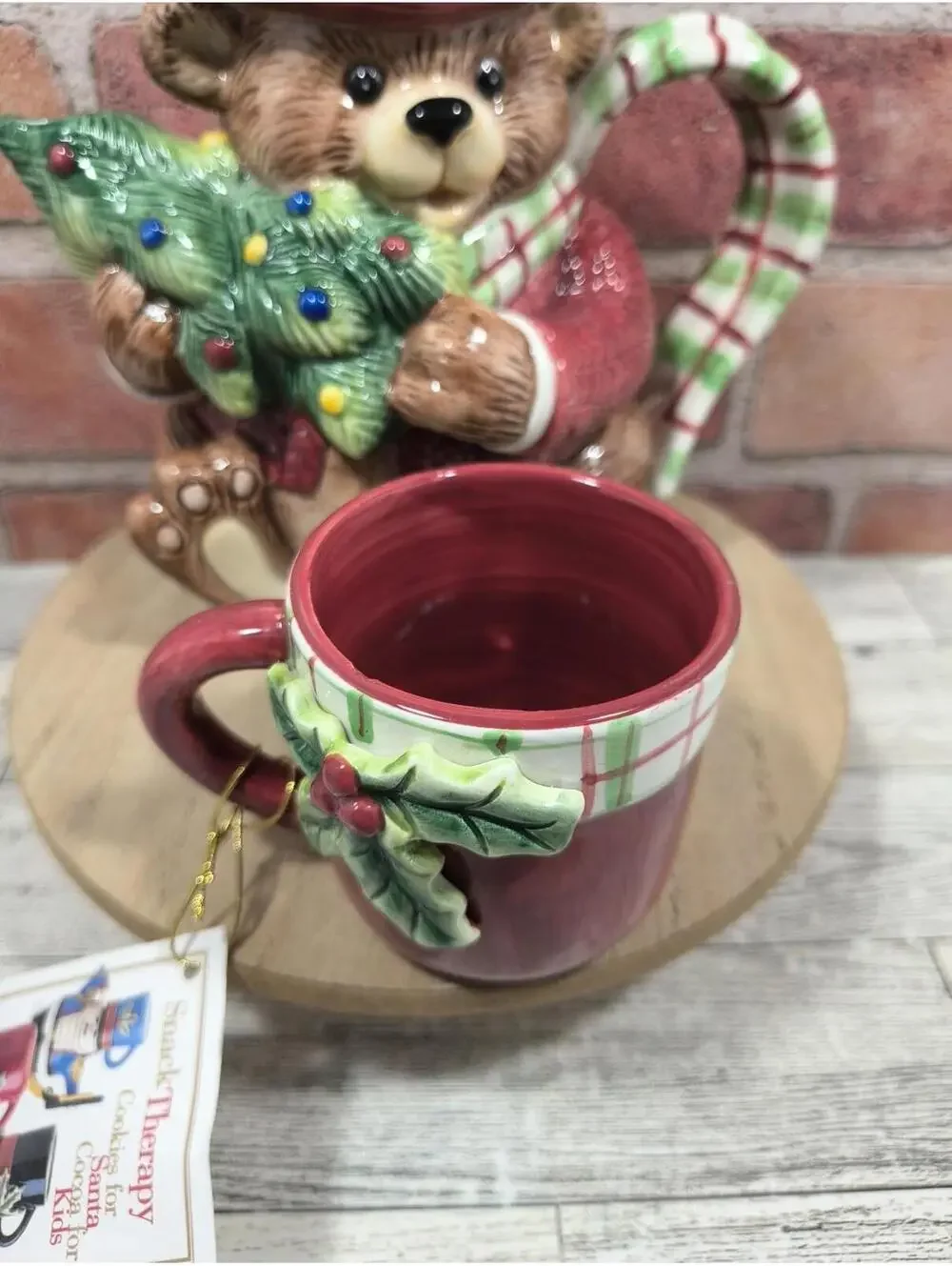 Fitz and Floyd Snack Therapy Cocoa Set Tea Christmas Teddy Bear Teapot and Mug